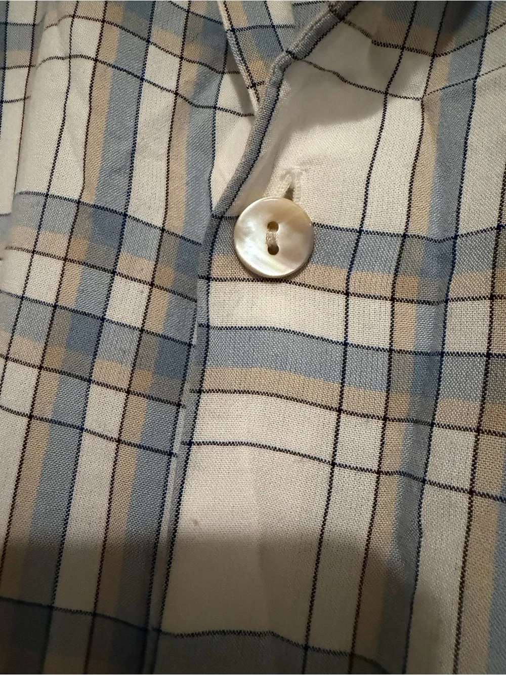 Gucci Short-Sleeve Plaid Button-Down Shirt - Light Blue & Cream Size 48 - XL